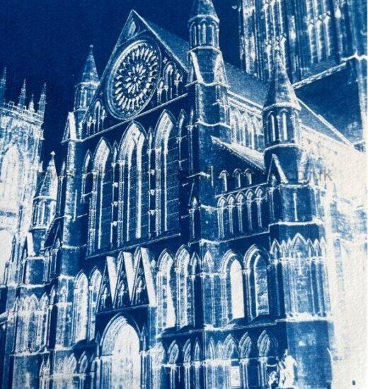 cyanotype images of york a floral photograph mounted in a blank greetings card