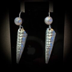 Pewter Shell Earrings with Cabochons or Pearls