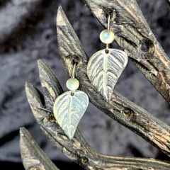 Linden Leaf Earrings with Semi-precious Stones