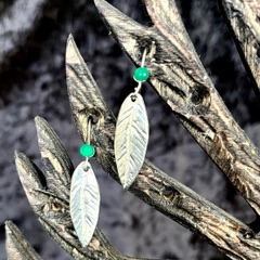 Willow Leaf Earrings with Semi-precious Stones