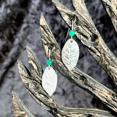 Apple Leaf Earrings with Semi-precious Stones