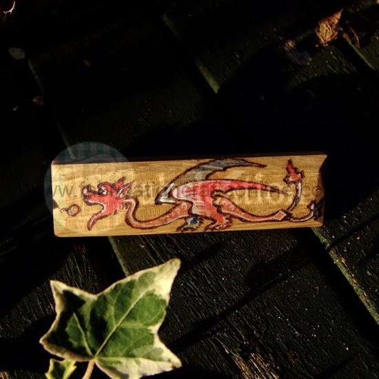 wooden decorated badge or pin