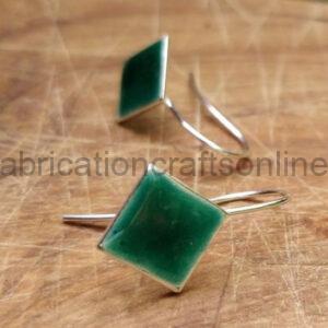 Bronze green enamel earrings