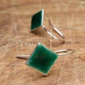 Bronze green enamel earrings