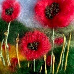 this small needlefelted picture is handmade in york by felty and fabulous using wool and a vintage blanket as a base
