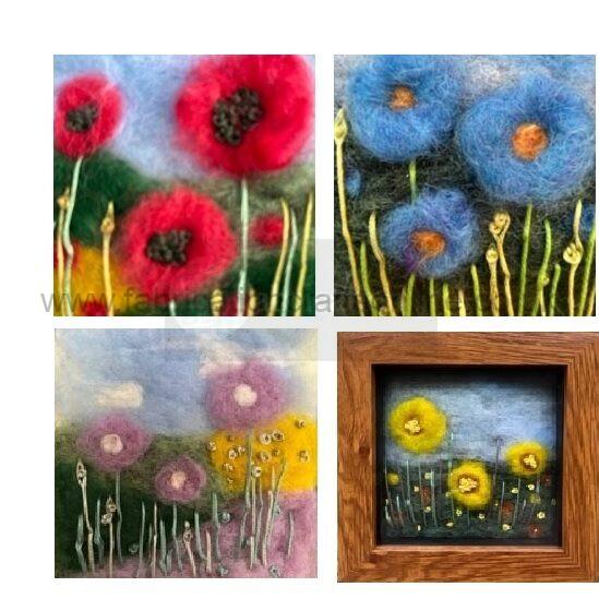 this small needlefelted picture is handmade in york by felty and fabulous using wool and a vintage blanket as a base