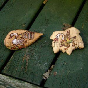 Marginalia pyrography Pins and badges