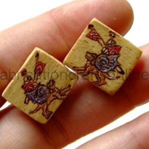 Wooden Cufflinks with Pyrography