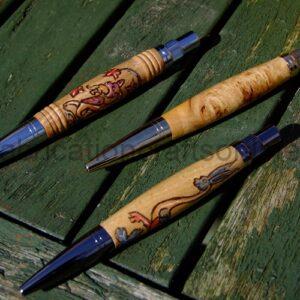 Wooden pyrographed Pens