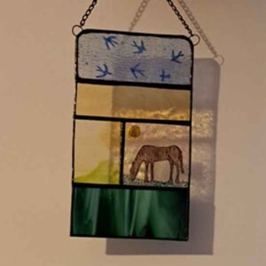 horse stained glass panel