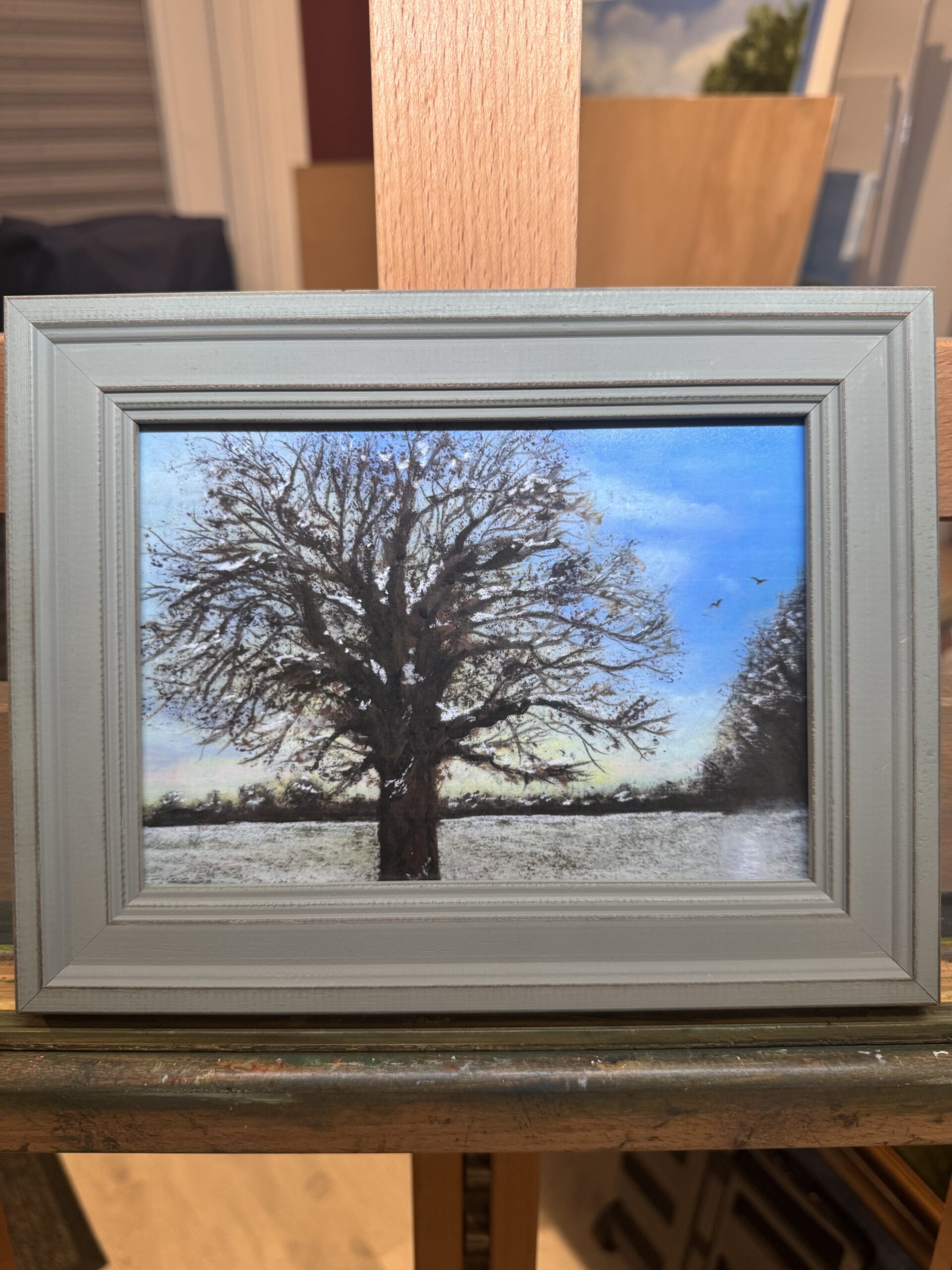 depiction of a stag caught in the small hours in scotland brown rustic frame with cream mount a in size 
