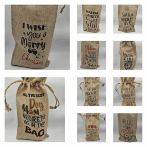 Rustic Burlap Wine Bottle Bags
