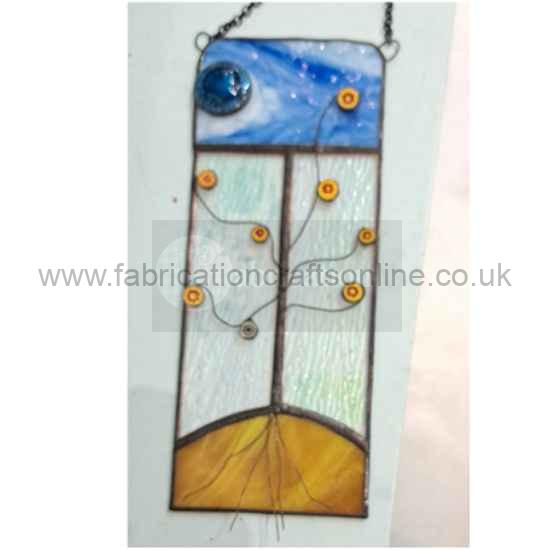 stained glass suitable for hanging on a light coloured wall or in a window 