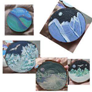 Winter log paintings