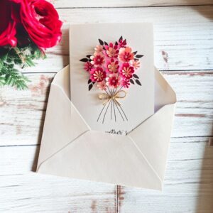 3D Pink Floral Bouquet Greeting Card