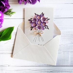 3D Purple Floral Bouquet Birthday Card
