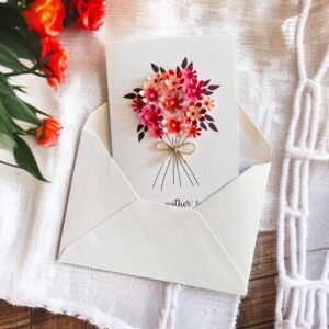 3D Red Floral Bouquet Greeting Card