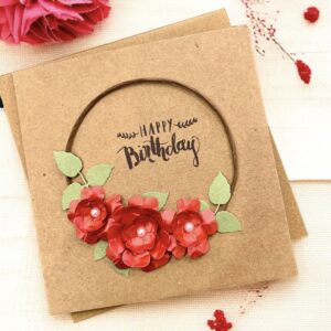 Red Floral Bouquet Birthday Card