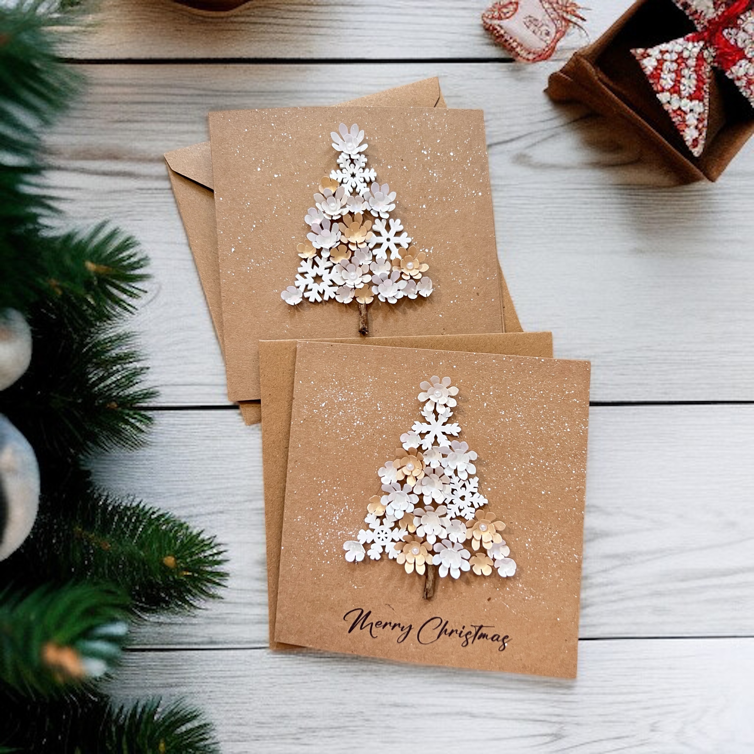 3D Handmade Christmas Glossy Tree Cards