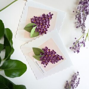 3D Handmade Lilac Birthday Card