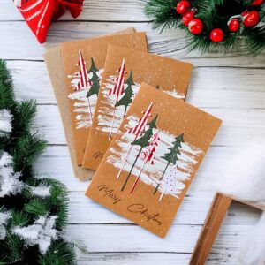 Set of 3 Christmas Cards Mixed Trees