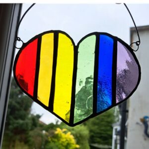 Stained glass rainbow heart