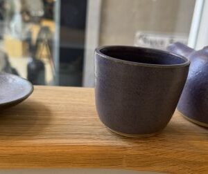 Tea Pot, Tea Bowl and Small Plate on Oak Tray