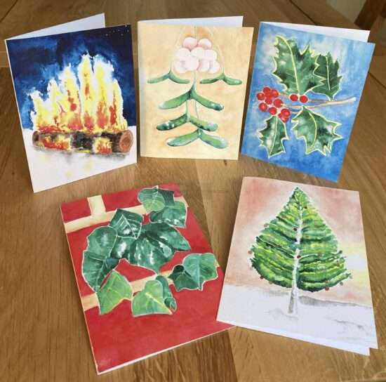 poetry art christmas cards set of  individual greetings cards from the range if trees could tell illustrated from vibrant watercolour paintings with poems voiced by the trees themselves  a treat for nature lovers bookworms and artists or for anyone who would like something unusual and beautiful each card is individually cellophane wrapped with coloured envelope discounts for bulk purchases also available