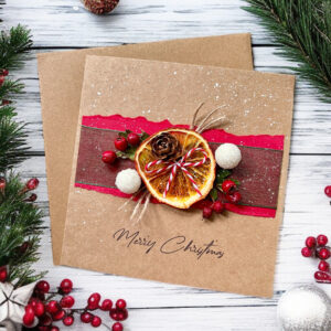 3D Handmade Christmas Card Dried Orange