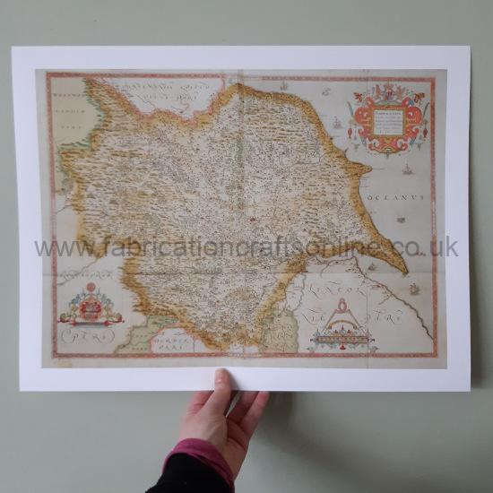 a high quality reproduction giclee print of a map of yorkshire