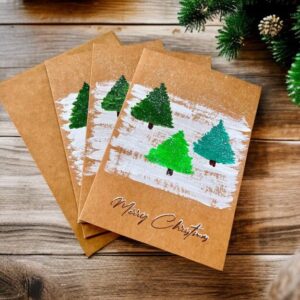 Set of 3 Christmas Cards Acrylic Paint