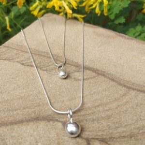 Recycled silver ball necklace