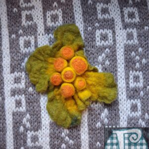 Felted lichen brooch