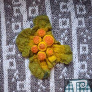 Felted lichen brooch