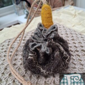Felted coin purse in natural British wool