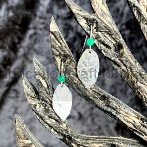 Apple Leaf Earrings with Semi-precious Stones
