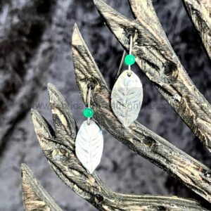 Apple Leaf Earrings with Semi-precious Stones