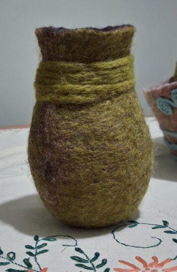 felted vase pixie cup lichen group