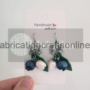 blueberry polymer clay earrings with stainless steel bows and hooks