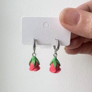 rose bud stainless steel hoop earrings