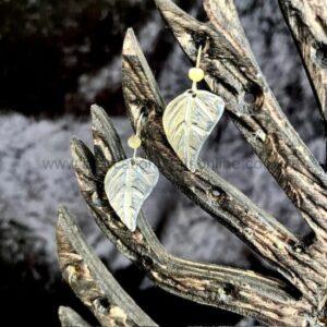 Linden Leaf Earrings with Semi-precious Stones