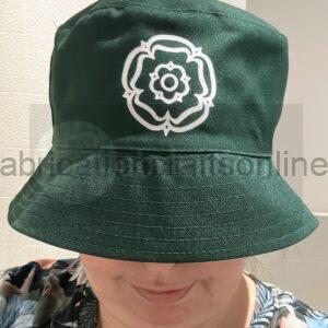 <em>ldc reversible unisex sunhat  bucket hat</em>

made from  recycled materials

yorkshire rose design on both sides 