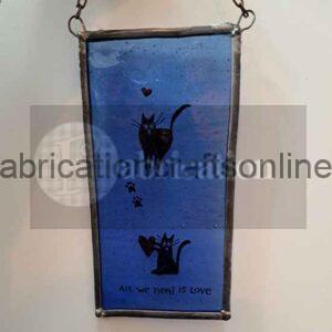 stained glass panel suitable for hanging in window or on a light coloured wall 