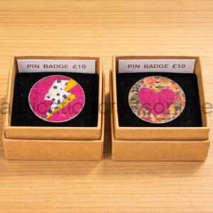 BOXED CORK PIN BADGES VARIOUS DESIGNS, STAINLESS STEEL SETTING