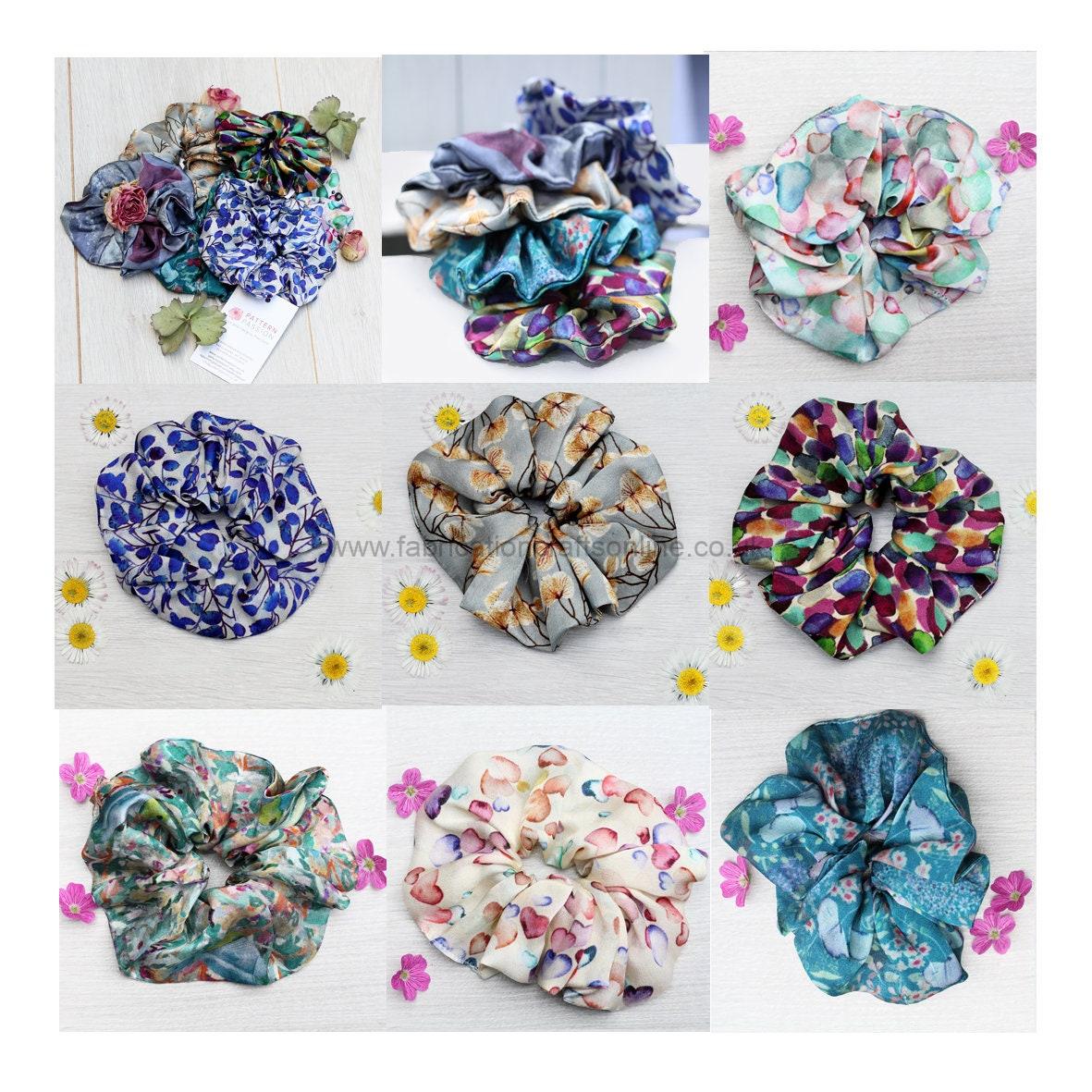 set of silk scrunchies or