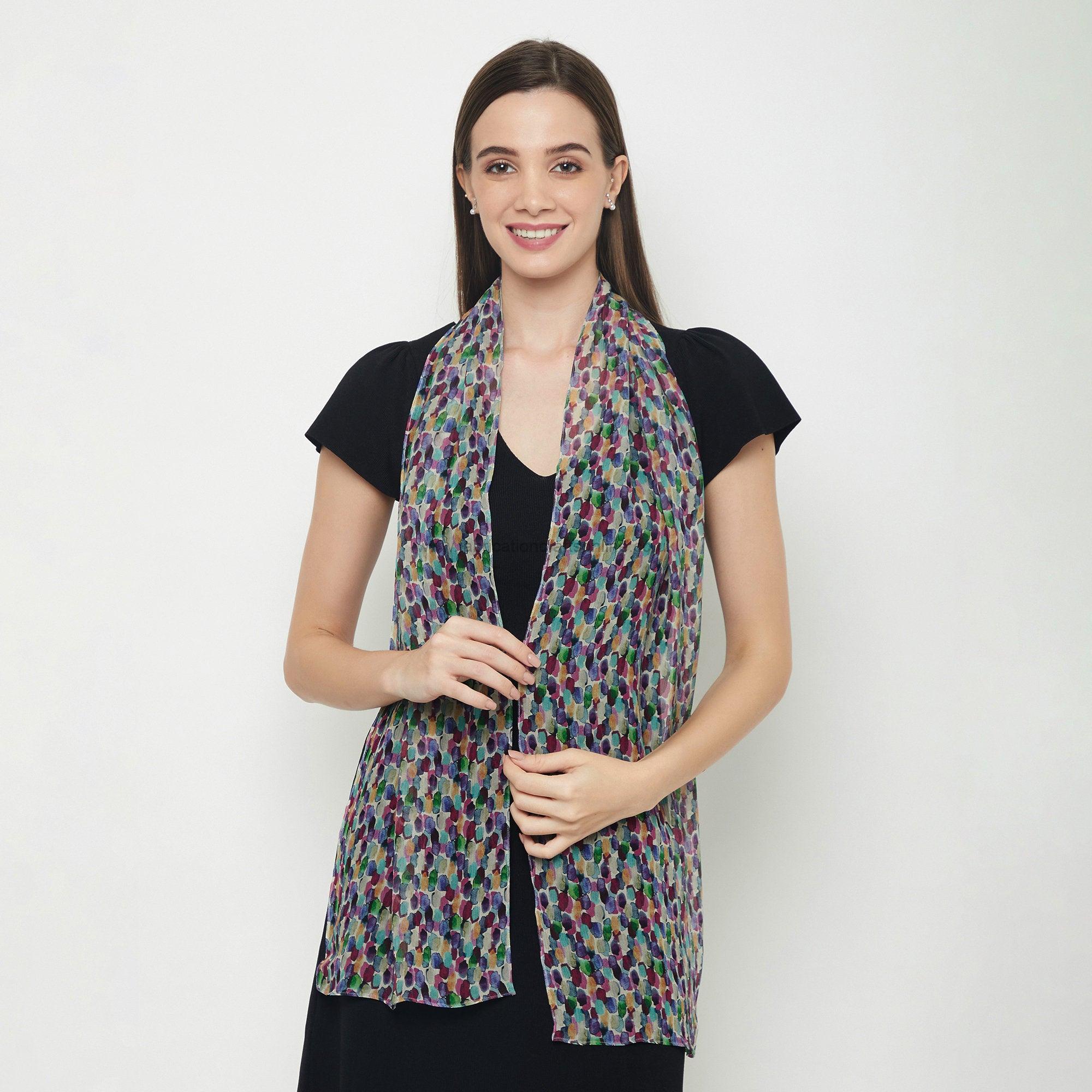 long chiffon silk scarf handpainted designs