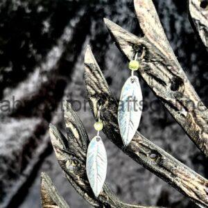 Willow Leaf Earrings with Semi-precious Stones