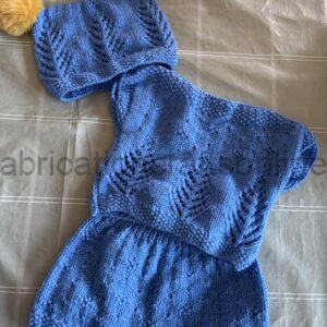a hand knitted set includes a hat a jumper or cardy mittens or bootees and bottoms  items 