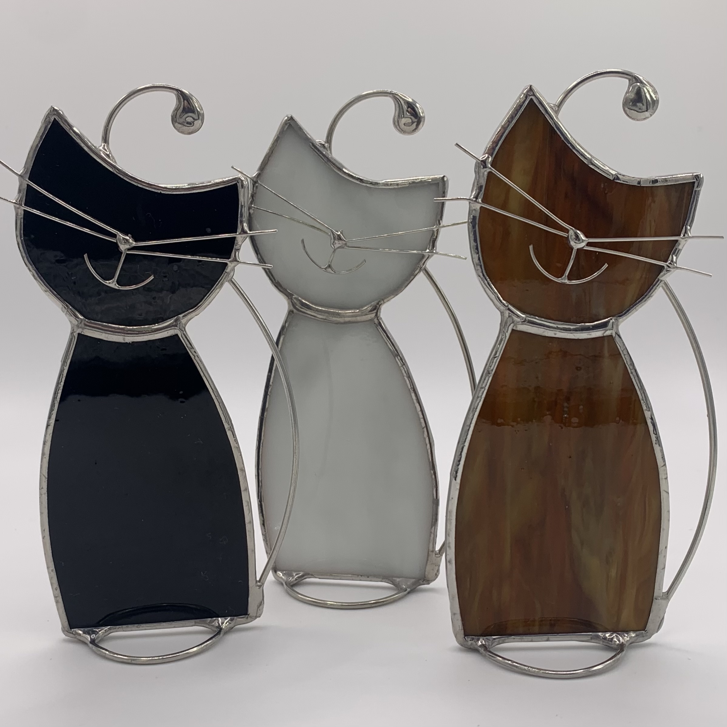 Standing stained glass cat