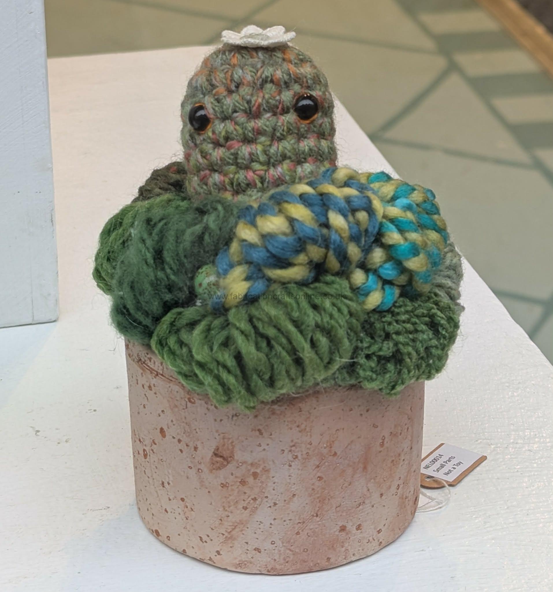 painted mini wood mushroom on enamelled copper base 